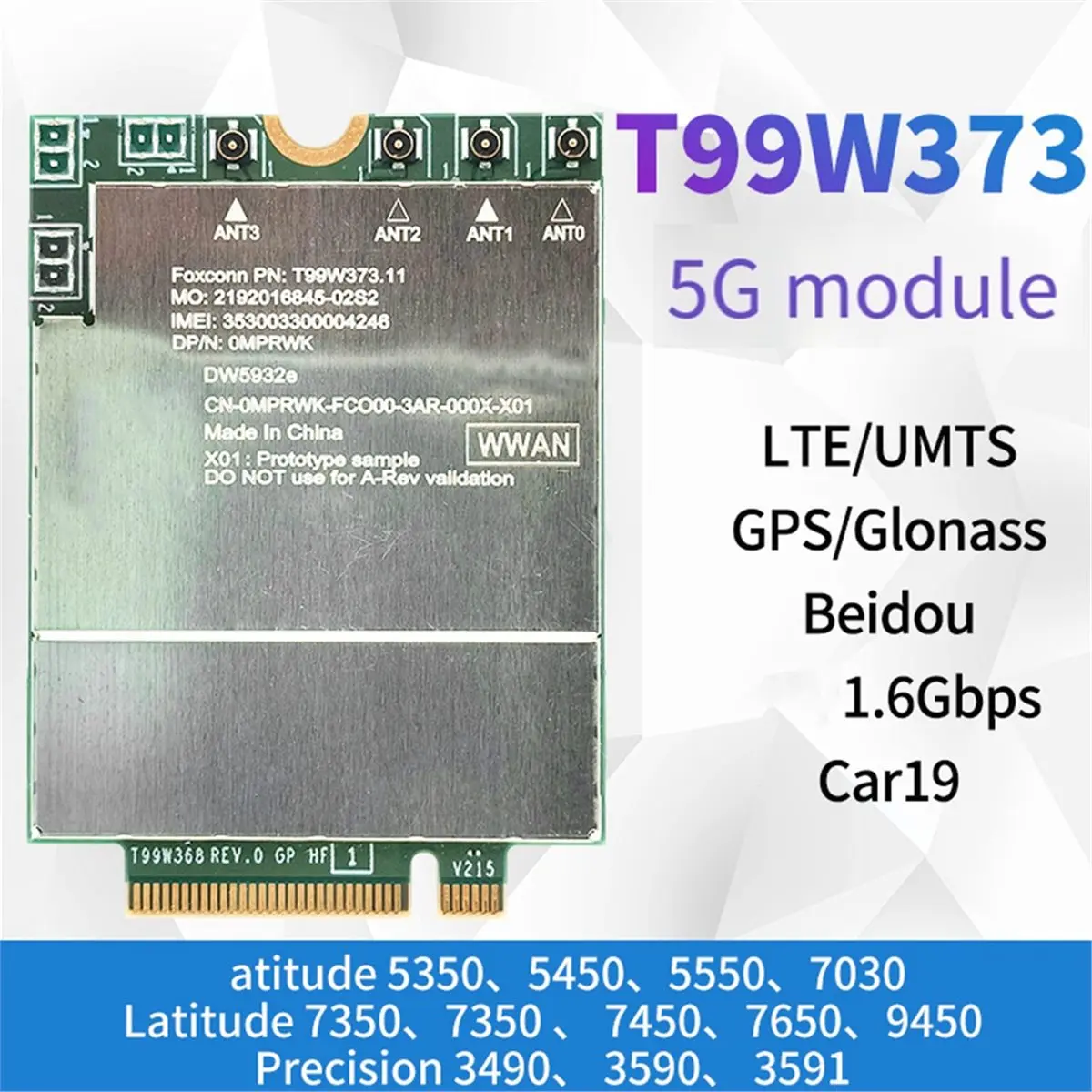 【A75T】 T99W373 DW5932e 5G-Modul LTE Cat19 M.2 NGFF Wireless WWAN-Karte für 7350 7450 7650 9450 Laptop