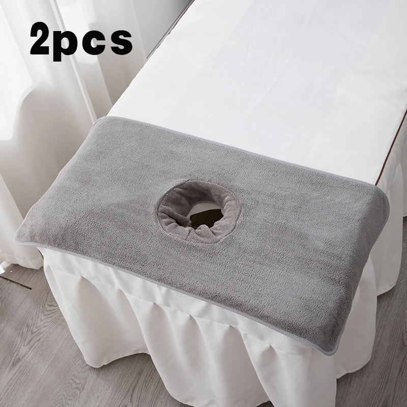 2Pcs 40*80cm Beauty Bed Towels with Holes, Specifically for Beauty Beds, Bed Hole Towels for Massage Beds, Spa Supplies, Beauty Salon Bath Towels with Holes, Beauty Bed Covers, Spa Massage Bed Sheets,