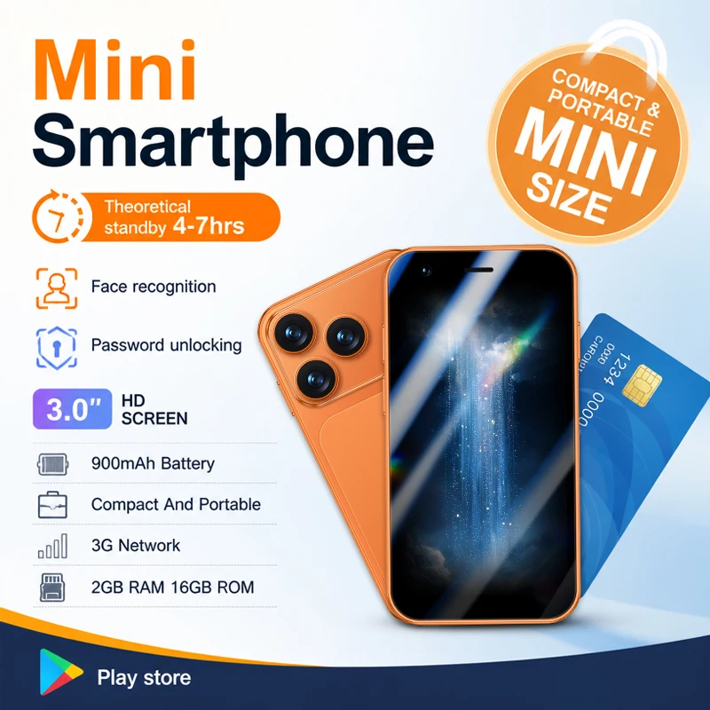 Mini Smartphone 3.0-inch Android System Play Store Whats APP WiFi Dual SIM Card Small Smartphone