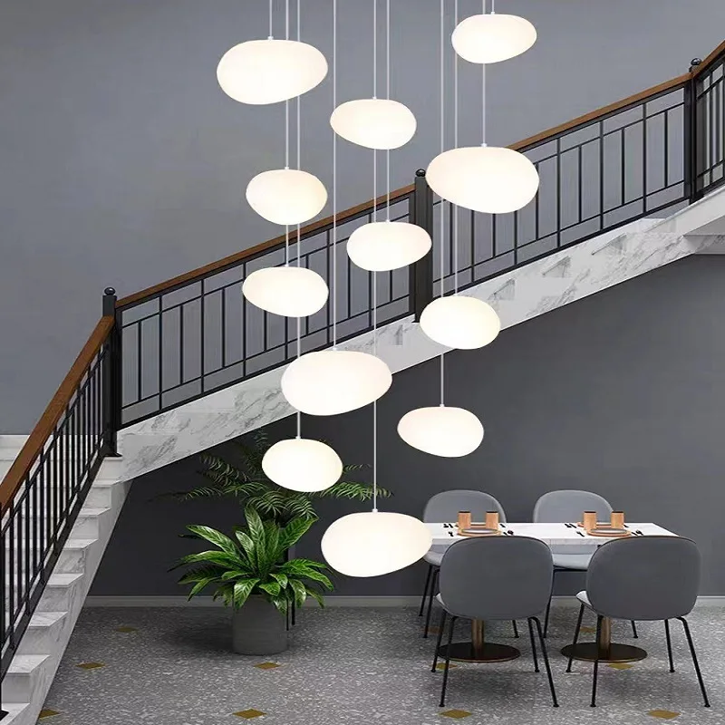 Italienische kreative Designer führte Kronleuchter Wohnzimmer Duplex Treppenhaus Bar weißes Glas Lampen schirm Pendel leuchte Wohnkultur Beleuchtung