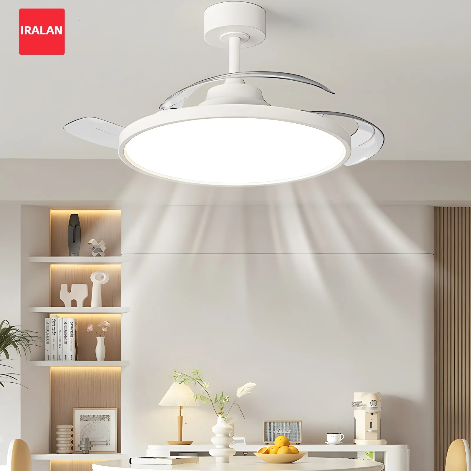 Moderner Deckenventilator mit Beleuchtung, leiser, cooler, unsichtbarer Haushalts-Elektroventilator, sanfter, smarter Deckenventilator mit Licht für Schlafzimmer und Wohnzimmer