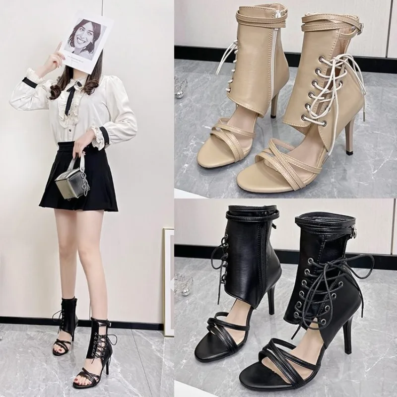 Frauen Latin Dance Schuhe Schwarz/Beige Sommer Sexy Sandalen Stilettos Salsa Tanz Stiefel Damen Tanz Schuhe Ballsaal/party High Heel