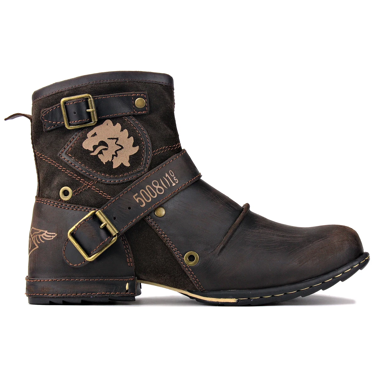 OTTO ZONE Neue Punk-Stiefeletten aus echtem Leder für Herren im Retro-Stil, Herren-Chukka-Motorradstiefel, Herrenschuhe 5008-1-DD1D2