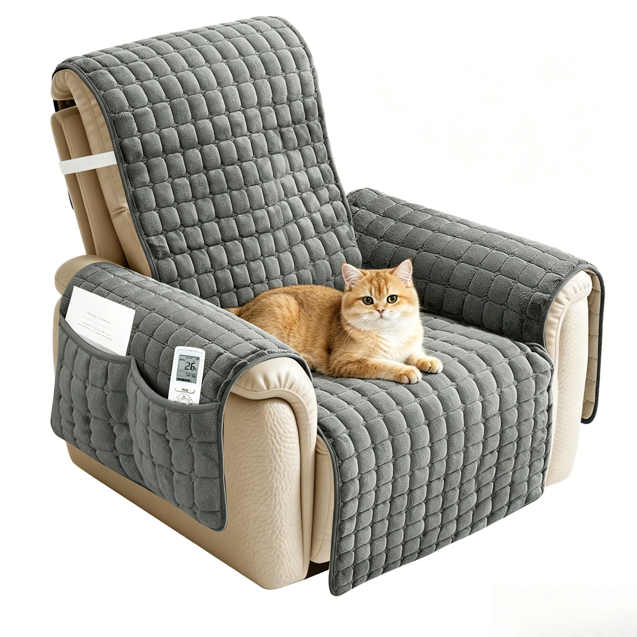 1-Sitzer Relaxsessel-Bezüge aus Flanell-Plüsch mit Taschen, Sesselüberwürfe für Relaxsessel, Sofamatten, Stuhlbezüge, Wohndekoration
