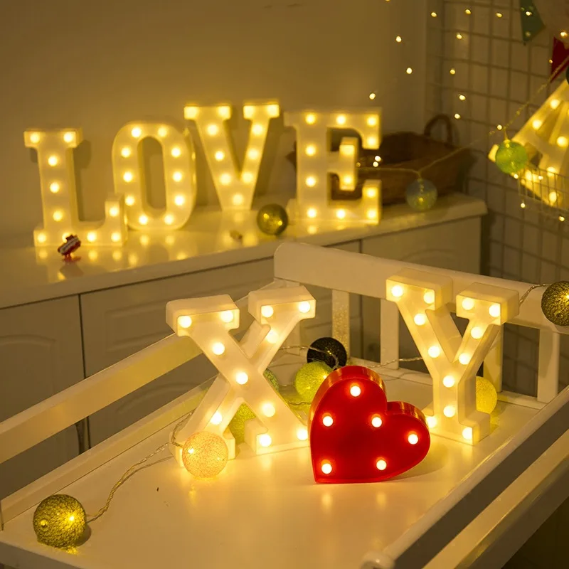 Dekorative Buchstaben, Alphabet, Buchstaben, LED-Leuchten, leuchtende Zahlenlampe, Dekoration, Batterie, Nachtlicht, Party, Baby-Schlafzimmer-Dekoration