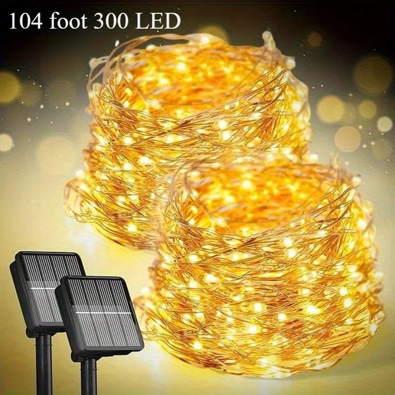 Solar-Lichterkette für den Außenbereich, Solar-Lichterkette, extern, wasserdicht, 8 Modi, Terrasse, Baum, Weihnachtsfeier, Hochzeitsdekoration