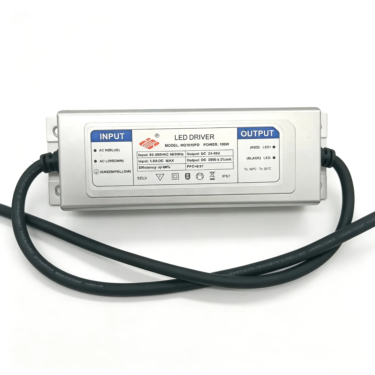 100W LED-Flutlicht-Treiber IP67 Wasserdichter Flutlicht-Beleuchtungstransformator AC 90V-265V Ausgang DC30-36V 3000mA