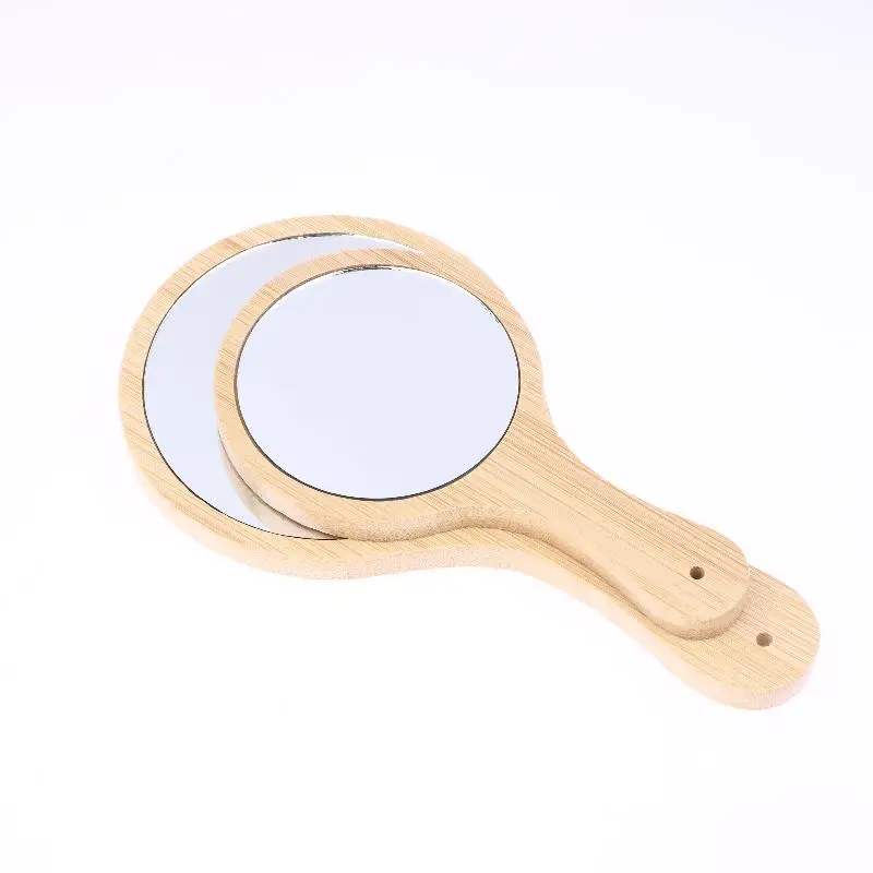 Mini-Spiegel mit Holzgriff, tragbarer Bambus-Make-up-Spiegel, handgefertigter Griff, runder Kosmetikspiegel, persönlicher Schminktisch-Handspiegel