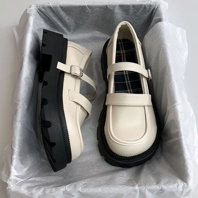 Gothic-Lolita-Damenschuhe im japanischen Stil für Damen, runde Zehenpartie, schwarzes Leder, Mary Jane, hoch auf Plattform, koreanischer Luxus 39