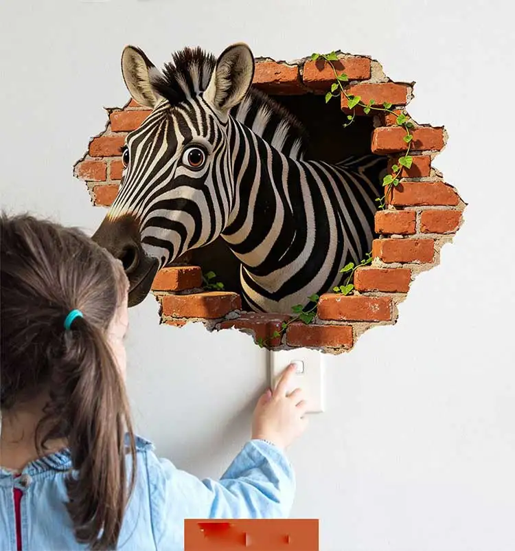 Zebra-Wandaufkleber Kunst-Dekor für Wohnzimmer, Sofa-Hintergrund, Kinderzimmer, Dekorative Wandsticker B30