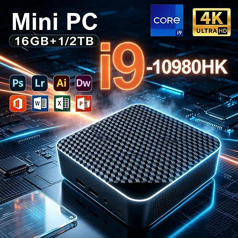 NEW Mini PC Intel Core I9 10980HK PC Gaming Computer 8/16GB RAM 1TB 2TB M.2 SSD WiFi 6 BT5.2 4K HD Portable Desktop Pc