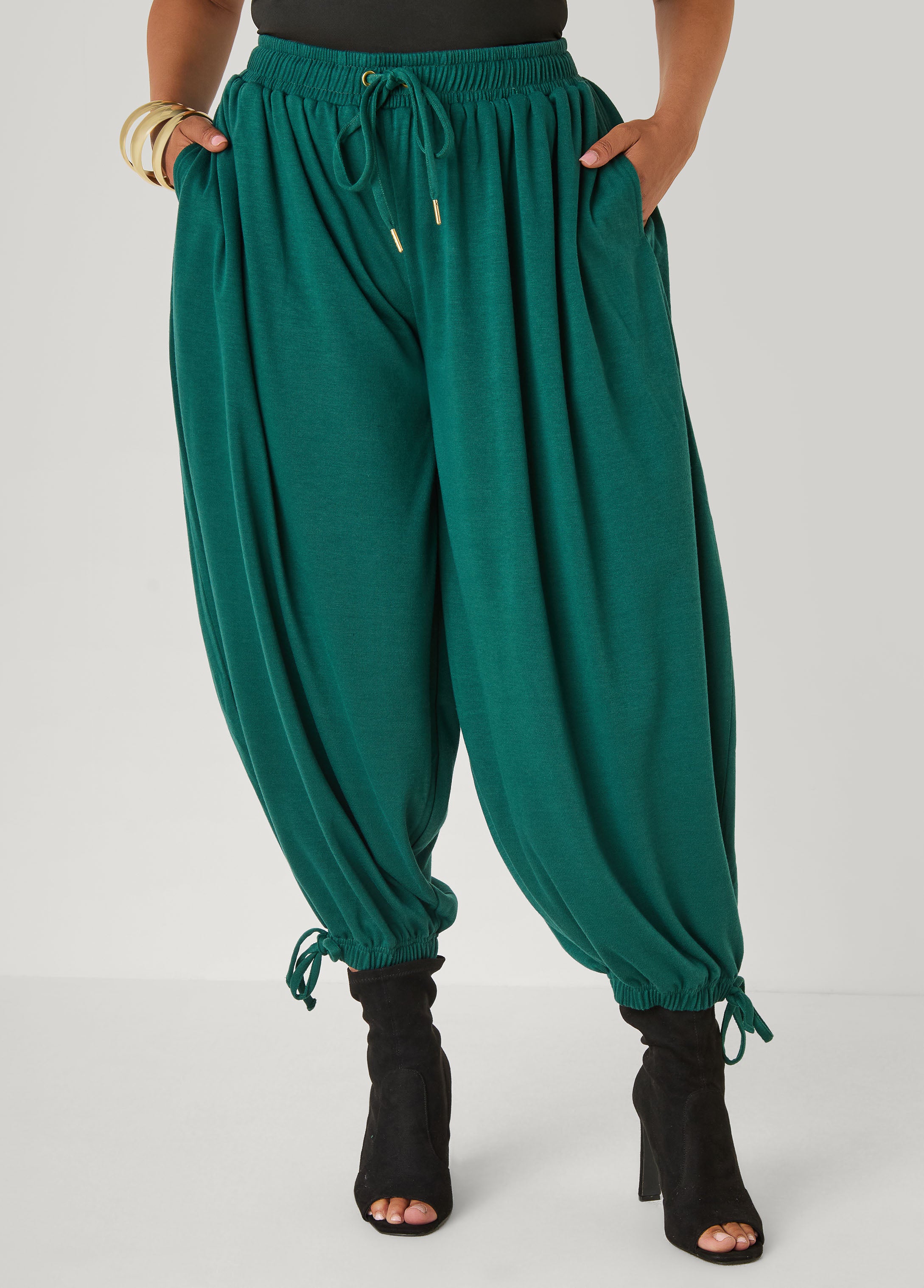 Plus Size Ankle Tied Balloon Joggers - Ashley Stewart