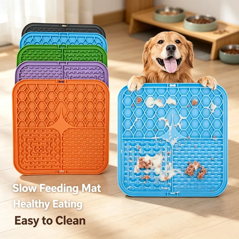 Silikon-Leckmatte für Hunde, Slow-Food-Teller für Haustiere, Ablenkung beim Baden, Silikon-Leckmatte mit Saugnapf, Futtertraining für Hunde, Hundezubehör