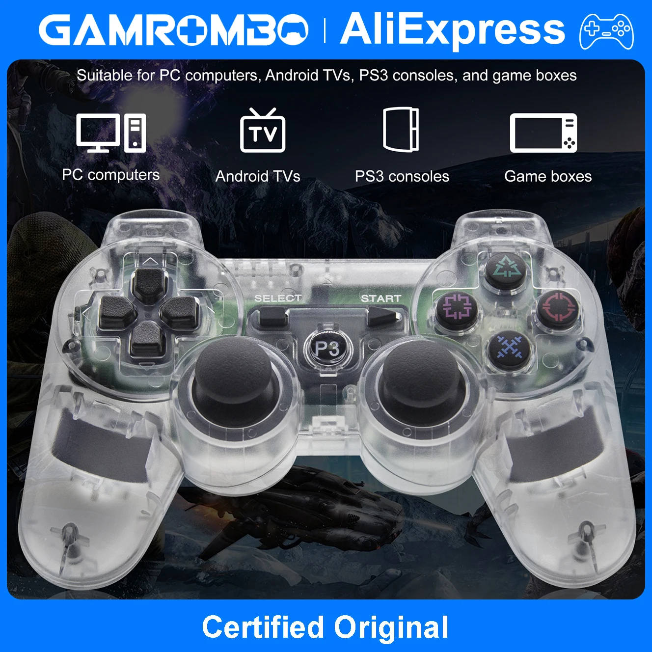 Gamepads für Playstation 3 PS3 Konsolen PC/Android TVs /Game Boxes 360 ° Joysticks mit Präziser Zielerfassung Ohne Toten Winkel Spielcontroller