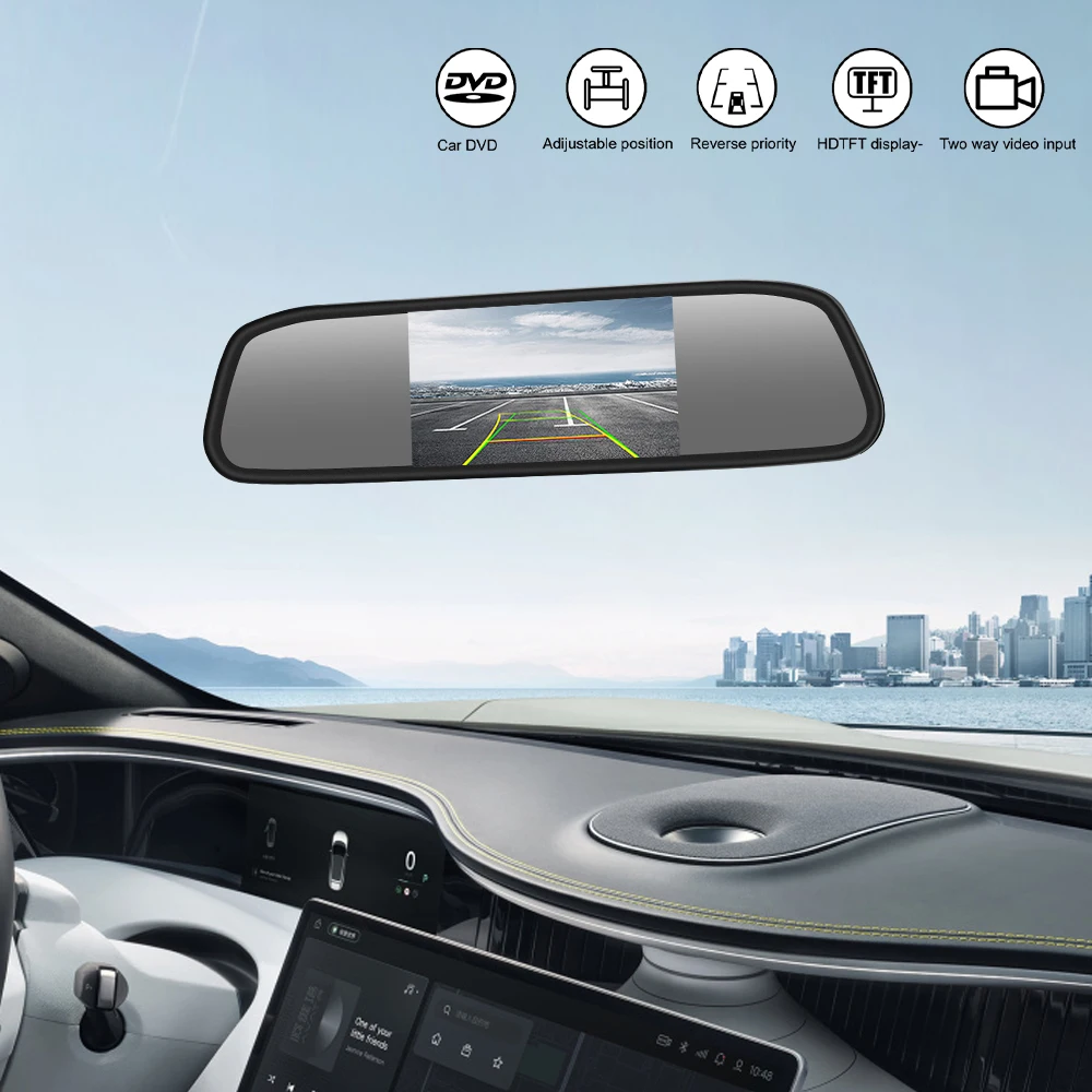 Auto Rückspiegel Display 4,3 Zoll Rück HD Video Auto Parkplatz Monitor Universal TFT LCD Farbe Monitor