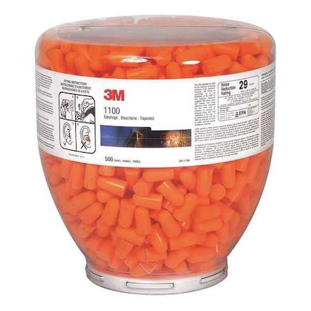 3M 391-1100 1100 Disposable Foam, Ear Plug Dispenser Refill, Bullet Shape,