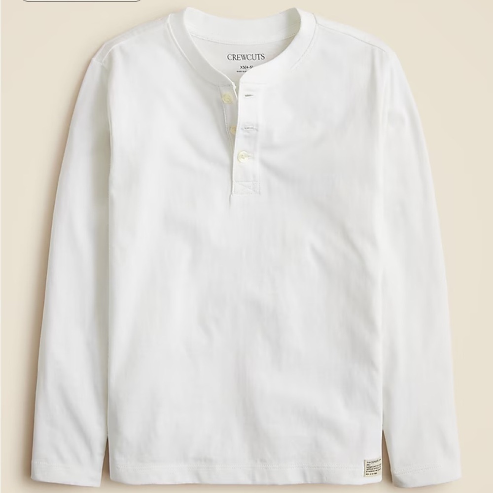 J. Crew Shirts & Tops | J Crew White Kids' Long-Sleeve Garment-Dyed Henley T-Shirt In Broken-In-Jersey | Color: White | Size: Lb