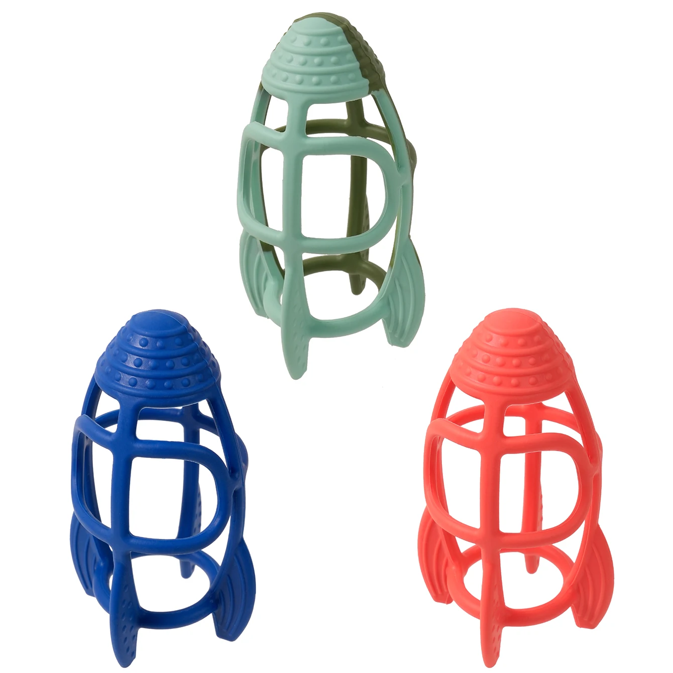 Farbe Kinder 1PCS Baby Silikon Beißring Spielzeug Cartoon Rakete Form Zahnen Kauen Spielzeug Gesunde Oral Kauen Spielzeug Baby zubehör