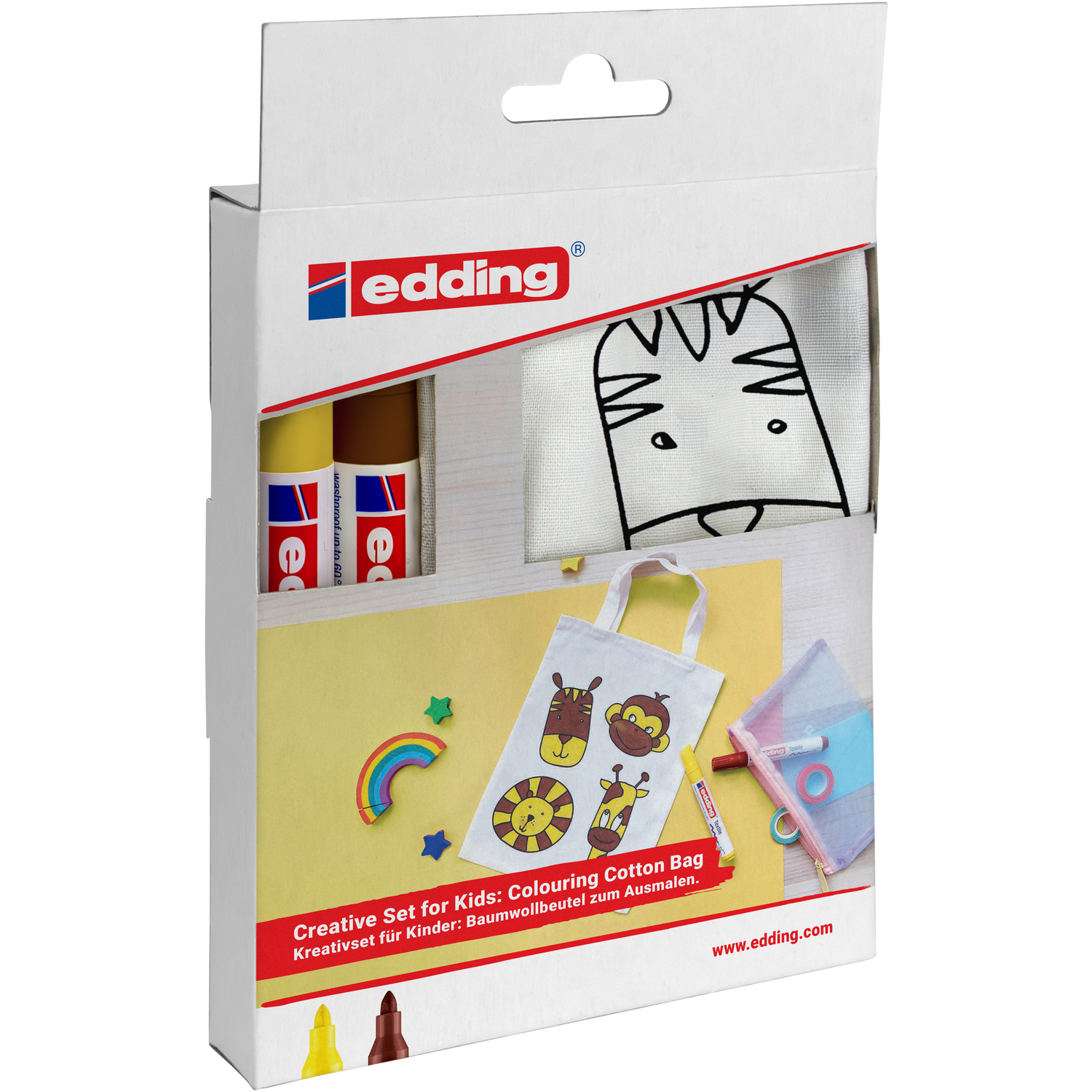 edding Kit sac en coton pour enfants "animaux" avec 2 feutres
