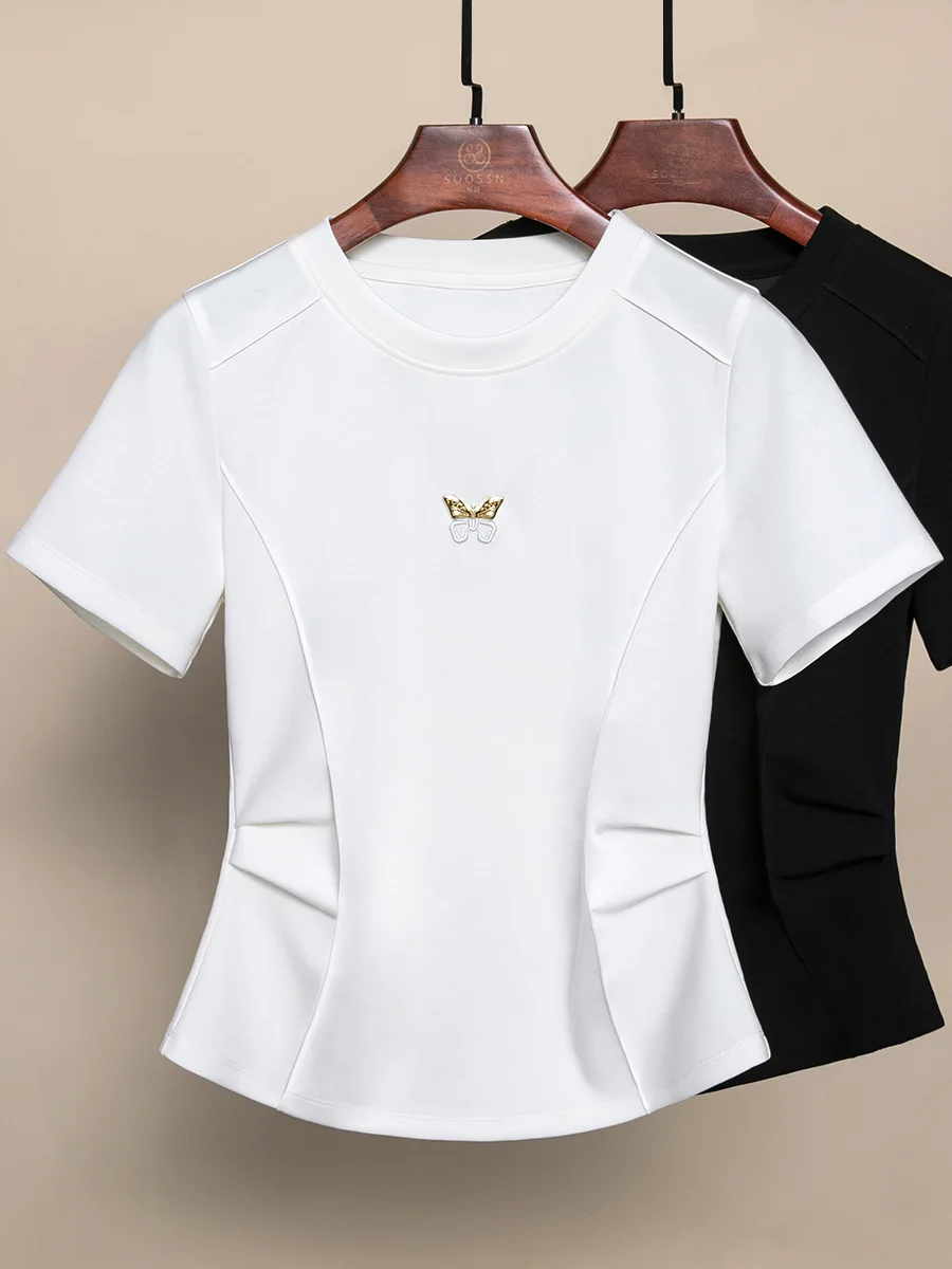 French Black Women's Top Plus Size Cool T-shirt 2024 Summer Free Shipping Clothing Women's Clothing Korean Fashion Shirt Y2k 3xl