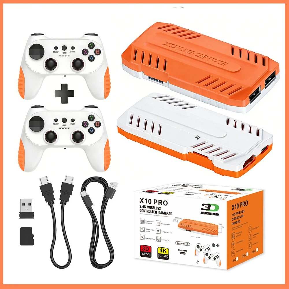 New X10 PRO Game Stick with 128GB 50000+ Retro Games, TV Handheld Game Console with Wireless Gamepads,Video Game HD Output
