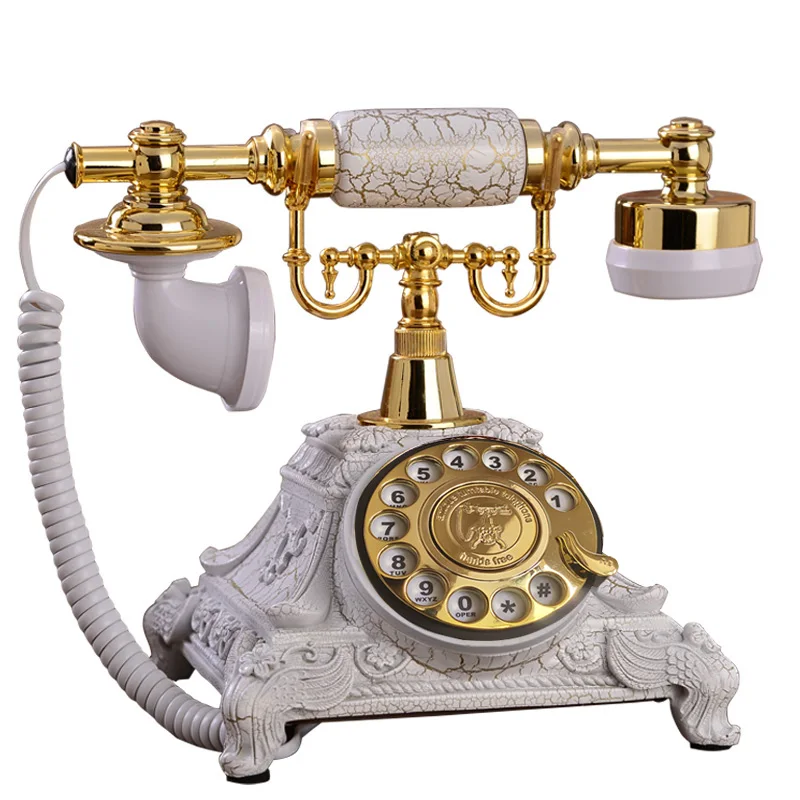 Rotate Vintage Fixed Telephone Revolve Dial Antique Landline Phone for Office Home Hotel Made of Resin Europe Style Old People
