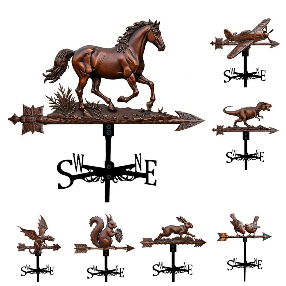 Rural Style Decor Outdoor Metal Dinosaur Weather Vane for Garden Decoration Rooftop Wind Indicator Unique Shed Ornament Garden