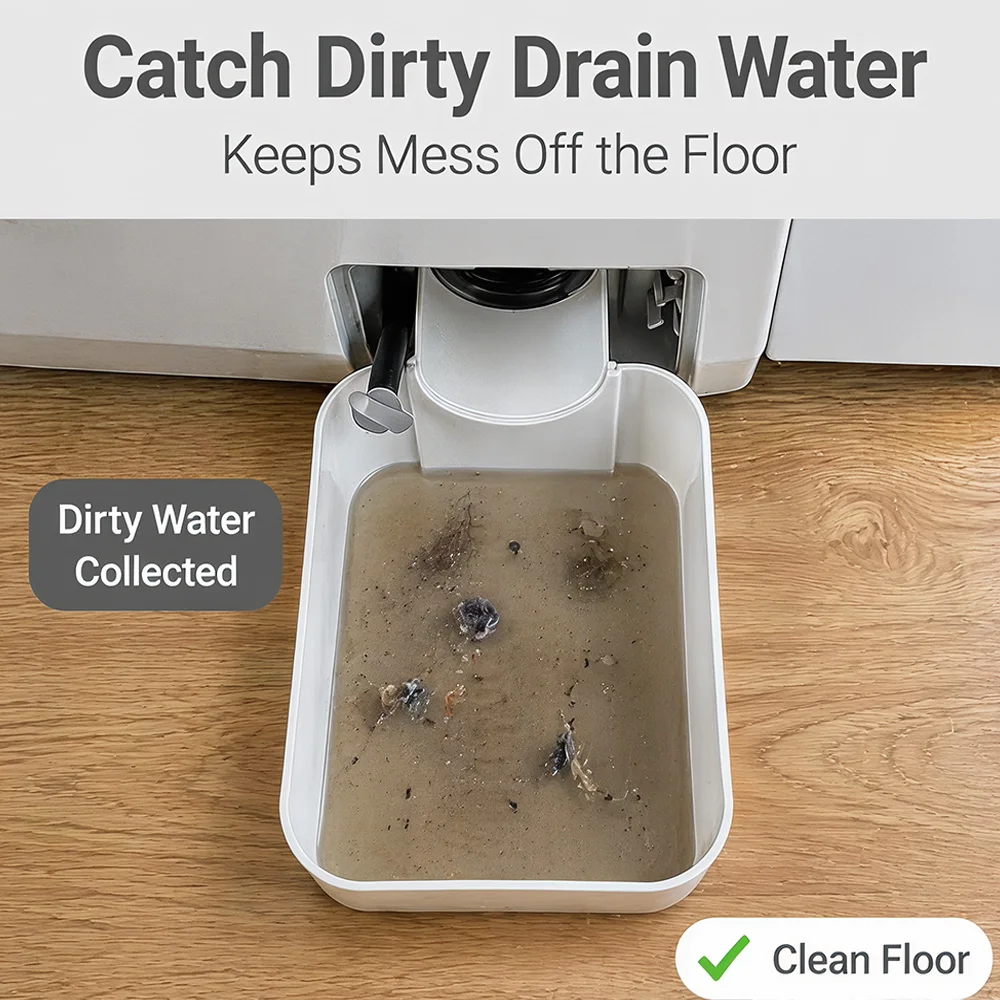 Washing Machine Drain Water Collection Tray, Dirty Water Collection Tray for Washing Machine, Leak-Proof Water Storage Box, Washing Machine Drain Outlet Water Basin, Household Laundry Equipment Sewage Collection Tray, Floor Protection Anti-Dirt Drip...