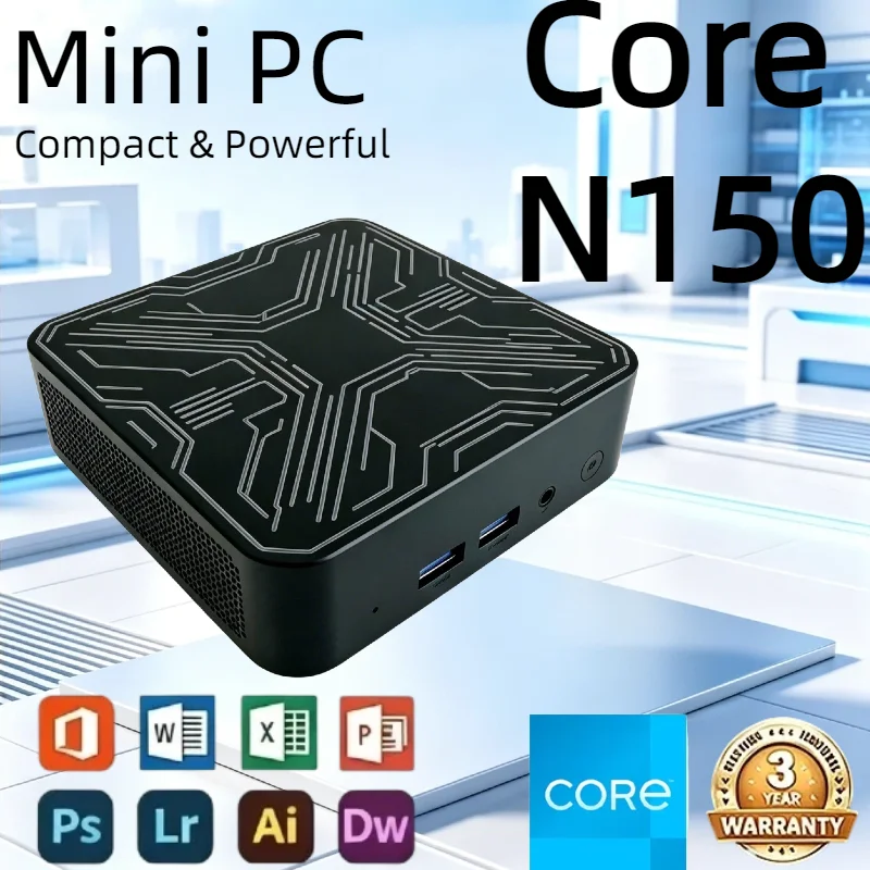 New Mini PC Portable Intel Core N150 Mini Computer 16GB RAM 512GB 1TB SSD Gamer 1000M Ethernet Gaming PC Desktop