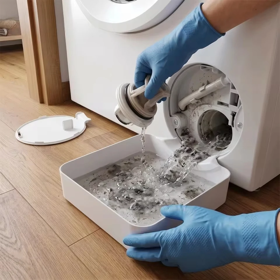 Washing Machine Drain Water Collection Tray, Washing Machine Filter Dirty Water Collection Box, Washing Machine Manual Drainage Water Collection Tray, Leak-Proof Water Collection Basin, Protects the Floor from Sewage and Hair, Household Laundry...