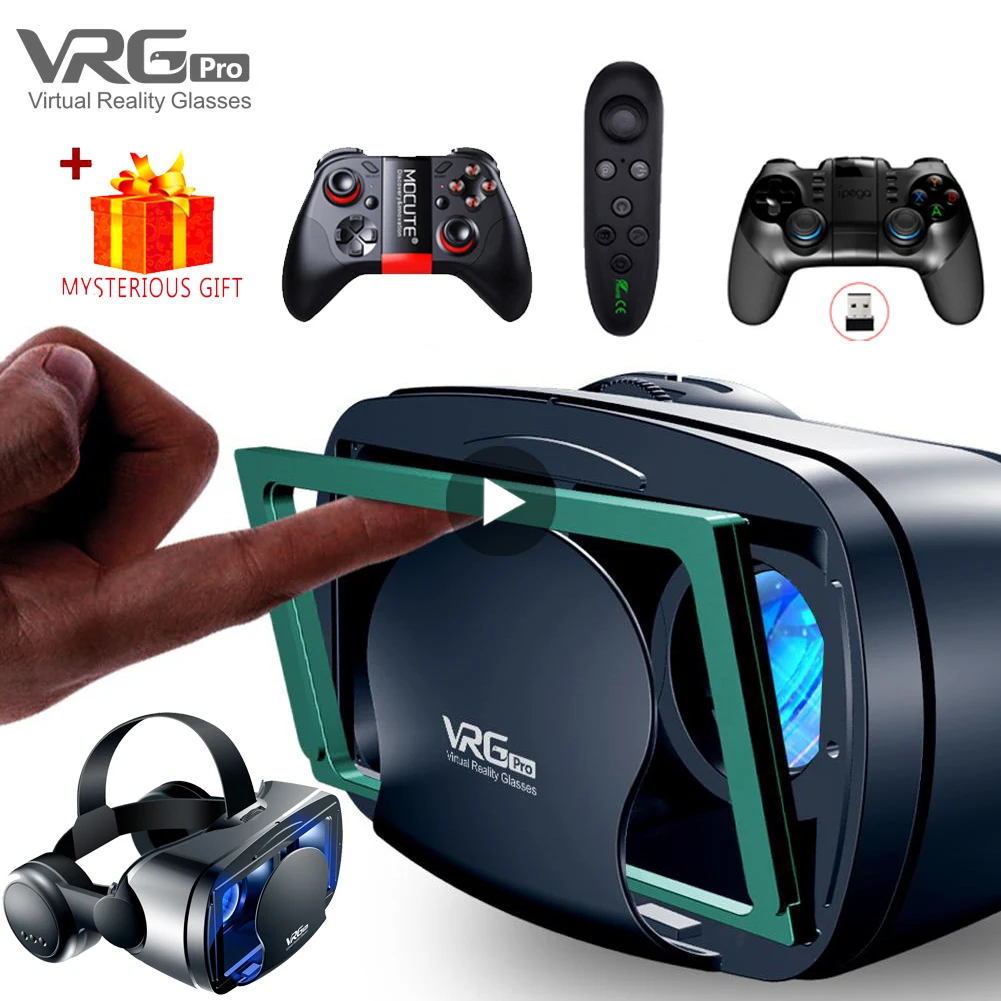 VRG Pro Viar VR Glasses 3D Virtual Reality Headset Helmet Goggles Device Lenses For Smartphone Phone Smart Hedset Gogle Children