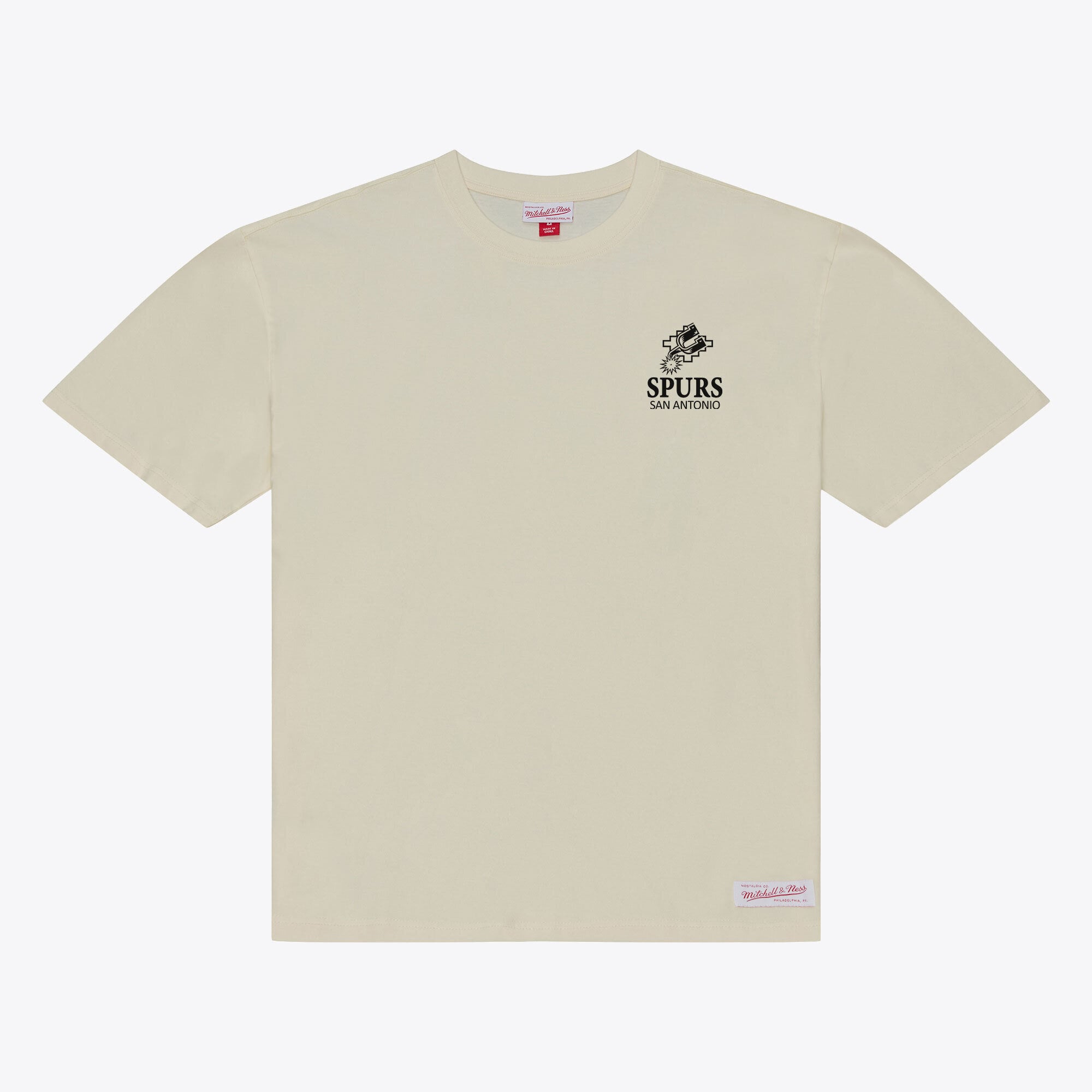 Mitchell & Ness Herren-T-Shirt in Creme mit San Antonio Spurs-Logo