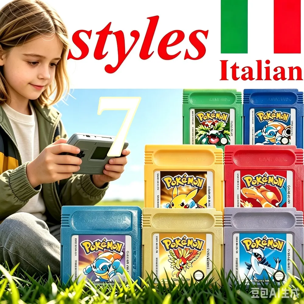 7 Styles Italian Version Pocket Monster Game Cartridge for Game Boy GBC Classic Retro RPG Video Game for Red/Green/Yellow/Blue