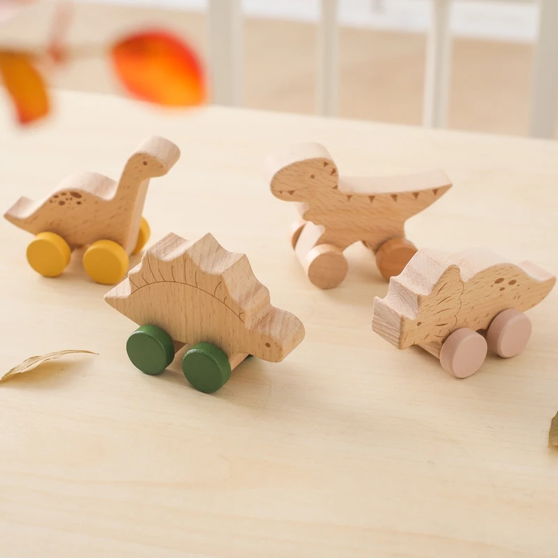 1PC Baby Spielzeug Buche Holz Block Cartoon Dinosaurier Auto Pädagogisches Montessori Spielzeug Baby Zahnen Spielen Gym Baby Geburtstag Geschenk produkte