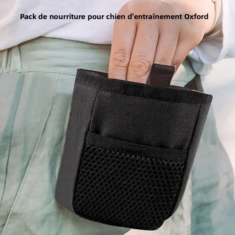 Sac de nourriture pour chien, sac de récompenses pour l'entraînement des chiens, sac de nourriture portable à porter à la taille pour la promenade en plein air, sac de nourriture pour chien en tissu Oxford.