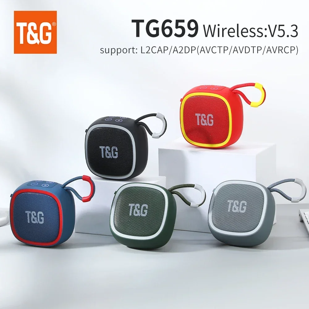 Mini enceinte Bluetooth sans fil puissante TG659, TWS Bluetooth 5.3, boîte à son HIFI, haut-parleur puissant, prend en charge la carte TF, radio T&G