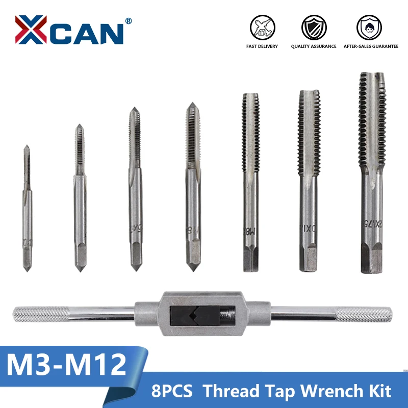 XLilHSS taraud à filetage en acier enveloppé ensemble 8 pièces M3-M12 MeaccelerTap outils de taraudage à main vis taraud perceuse outils à main
