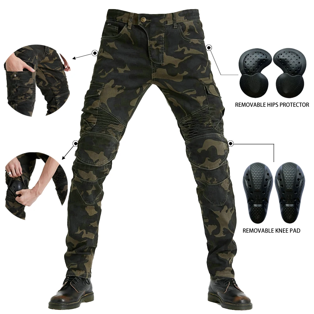 2025 nouveaux hommes équipement de moto équipement de protection course sur route Stretch extérieur équitation cavalier camouflage jean pantalon multicolore en option
