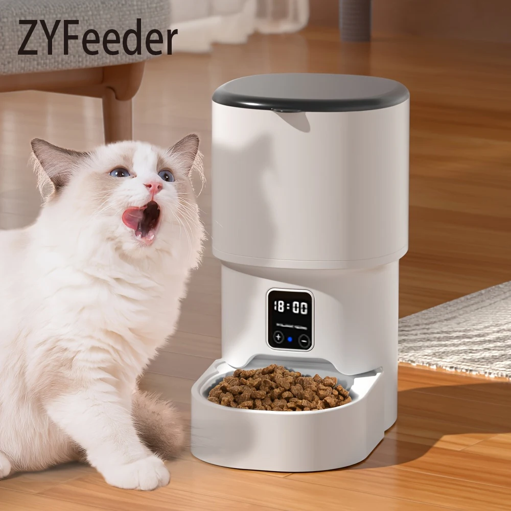 Distributeur automatique de nourriture pour chats avec bouton 4L, contrôle intelligent, distributeur de nourriture pour chats et chiens, distributeur de nourriture intelligent pour animaux de compagnie, distributeur de nourriture pour chats (sans...