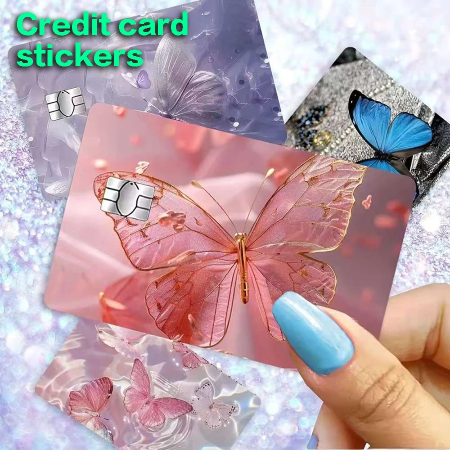 Autocollants décoratifs papillon pour cartes de crédit, utilisés pour décorer les cartes de crédit, les skins de cartes de crédit, protéger les puces des cartes de crédit, autocollants DIY pour cartes de crédit, housse