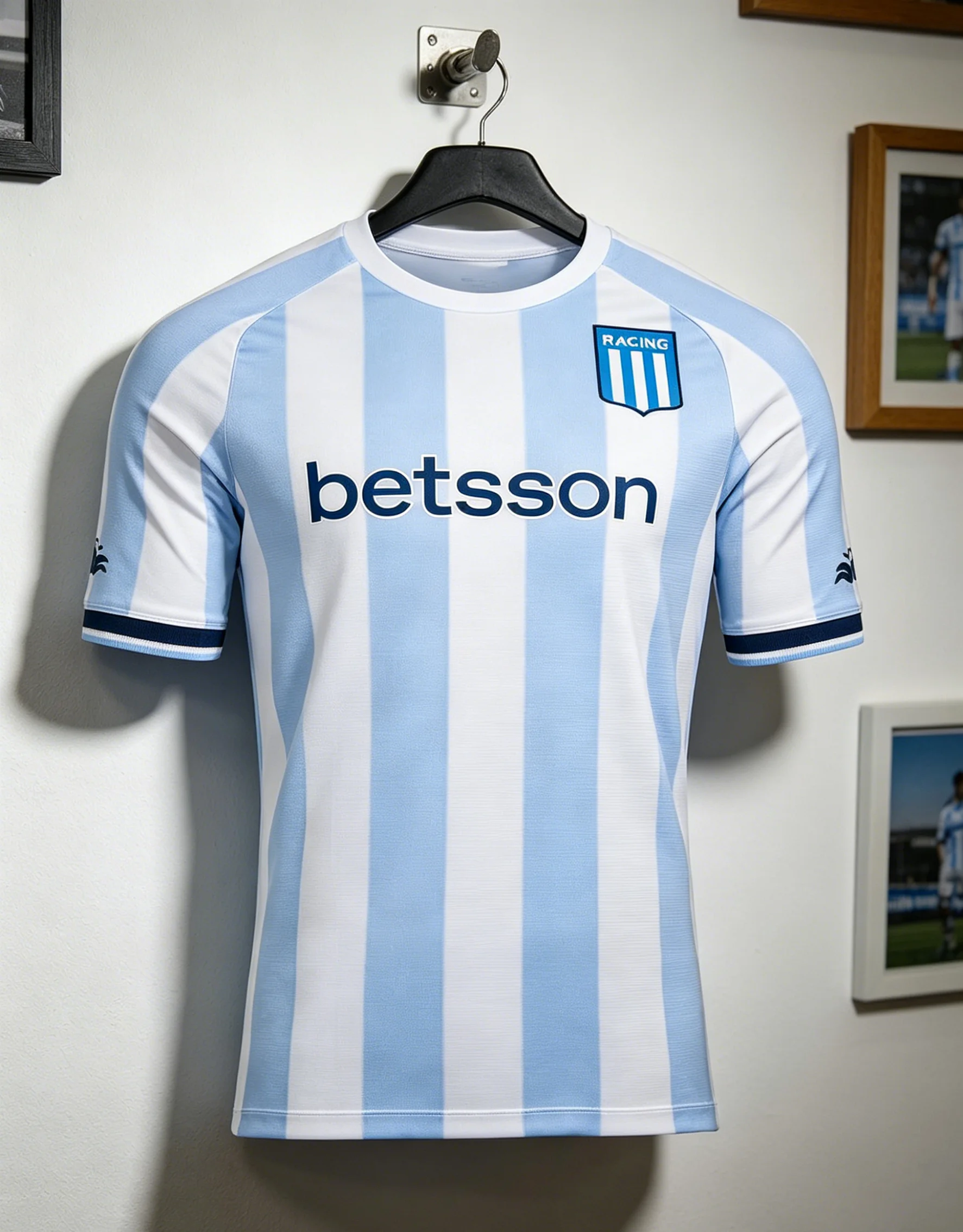 Maillot de football domicile Racing Club pour homme, version fan, Argentine Primera Division, maillot de football léger pour la famille et les enfants