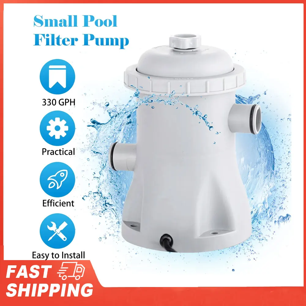 Pompe de filtre de piscine 330 GPH pompe à eau électrique de piscine pour enfants avec 2 pompes de piscine à cartouche filtrante de piscine