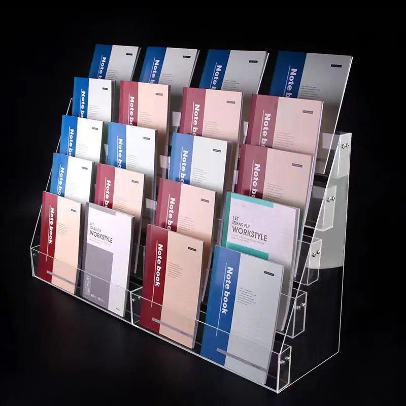 Présentoir à livres en acrylique à 2 ou 6 niveaux, étagère de bureau, rangement en surface, porte-journaux, magazine T1, finition T1