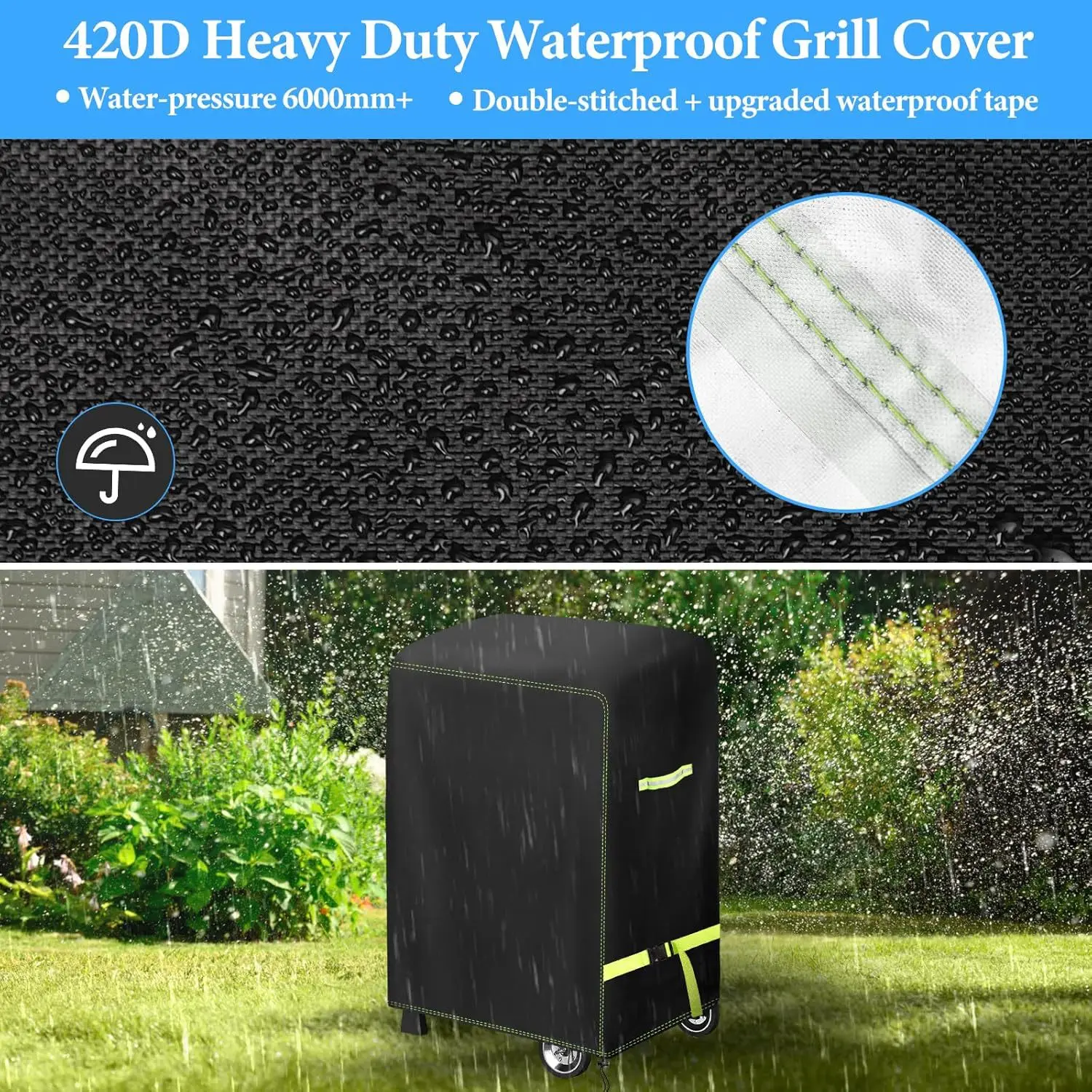 Housse de protection pour barbecue extérieur 420D, capot de protection pour barbecue marin, léger et portable, housse anti-poussière pour barbecue, capot de barbecue imperméable