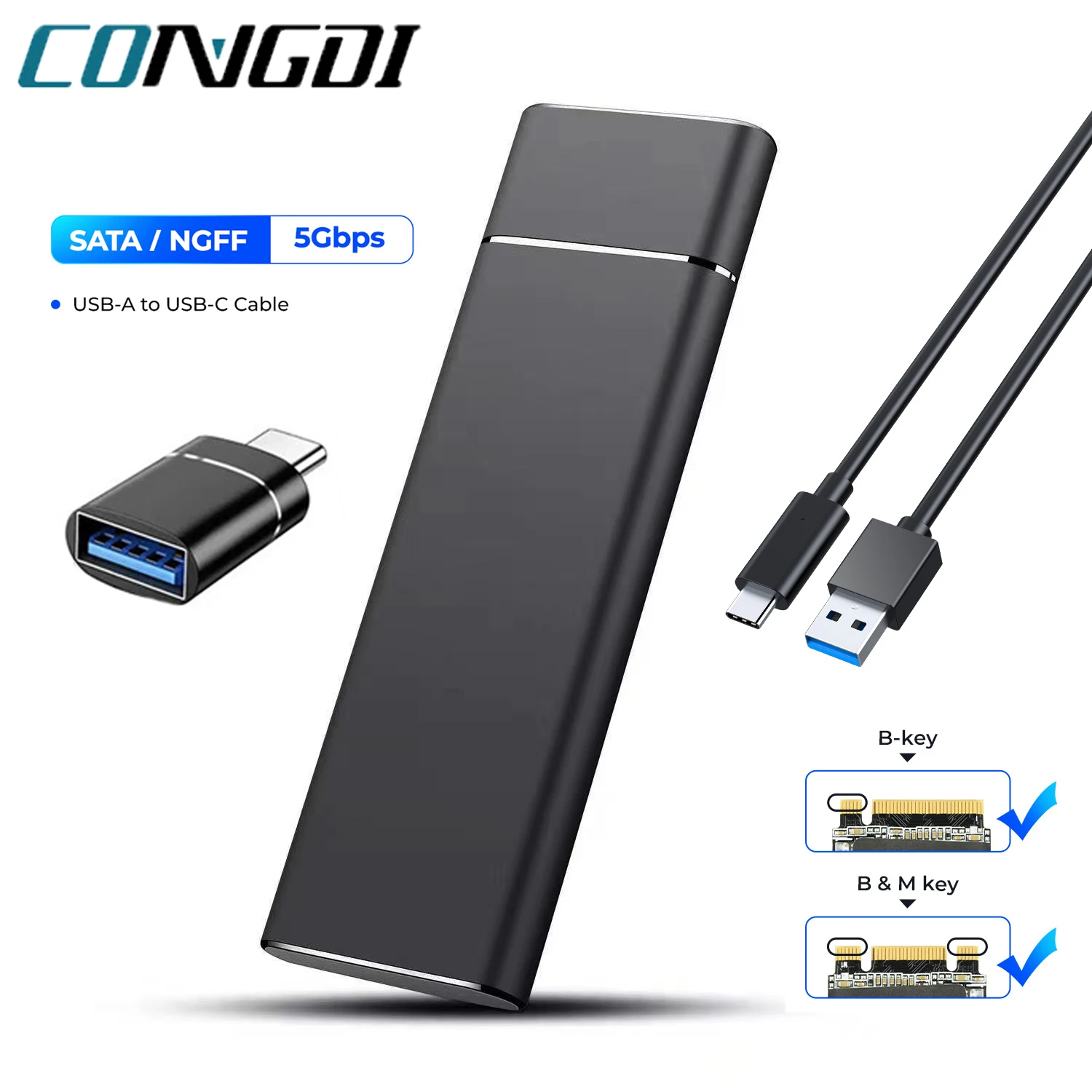 Boîtier SSD M.2 NGFF USB Type C Gen1 boîtier SSD 5Gbps boîtier M2 SATA NGFF pour SSD M2 NGFF boîtier de disque dur externe boîtier PC M.2
