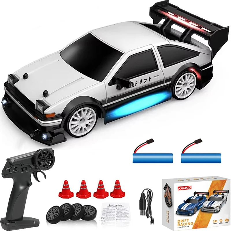 Voiture à dérive RC échelle 1:24, 4WD, 2.4GHz, 30 KM/H, jouet de Sport de course à grande vitesse avec lumières LED, roues de course et de dérive