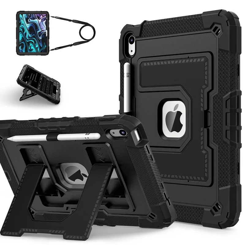 Pour Nouvelle Coque de Protection Hybride Antichoc en PC et Silicone avec Support pour iPad Air 11 2026, iPad 13 2026, iPad 7/8/9e Génération 10.2, iPad 12e Génération A19, iPad 11e Génération, iPad 10e Génération 10.9