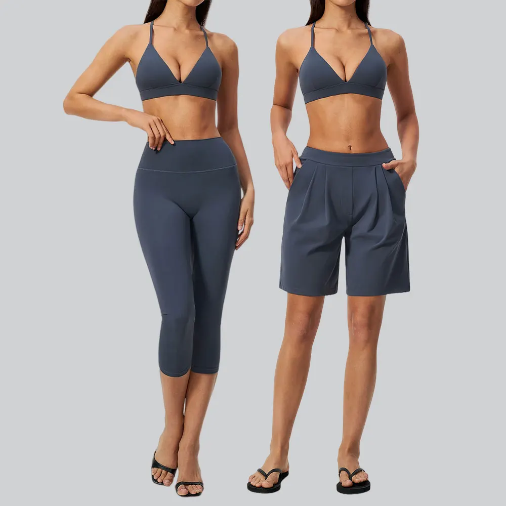 Ensemble de yoga 2 pièces pour femmes, vêtements de sport, soutien-gorge de sport à dos croisé, leggings taille haute, tenue de fitness, tenue de sport, vêtements de pilates.