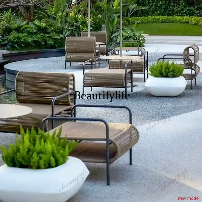Ensembles de meubles de jardin en rotin nordique, ensembles de meubles de jardin minimalistes, fauteuil d