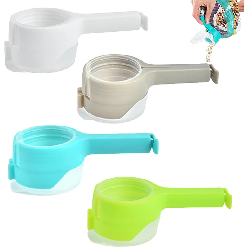 Clips de sac de cuisine pour le stockage des aliments, Clips de scellage avec bec verseur, scellage des aliments en plastique, organisateur de stockage des aliments pour chiens et chats
